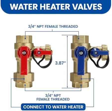 MEASUREMAN 3/4 Inch Tankless Water Heater Isolation Valve Kit, Lead-Free - Image 2