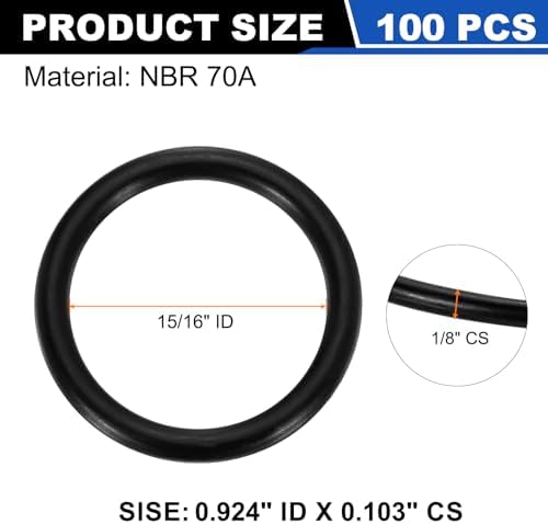 uxcell 100Pcs AS-119 NBR 70A O-Rings 15/16"ID x 3/32"CS/0.924"ID x 0.103"CS - Image 2