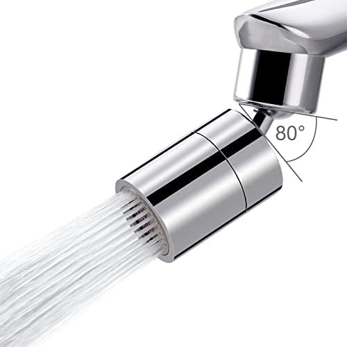 Hibbent NSF/ANSI/CAN 61 Certified Faucet Aerator, CUPC Certification 360 Degree Kitchen Sink Faucet Aerator, Dual-function Swivel Big Angle Kitchen Faucet Attachment, Faucet Replacement Part, Chrome by Hibbent