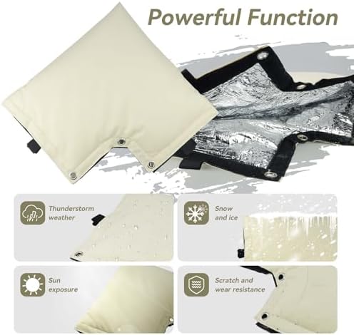 Backflow Preventer Cover Insulated Pouch, Sprinkler Valve Cover Insulated, Pipe Insulation Cover, Protects from Severe Snow and Intense Sun, Winter Water Well Pump Covers (Beige 13" W×12" H) - Image 4