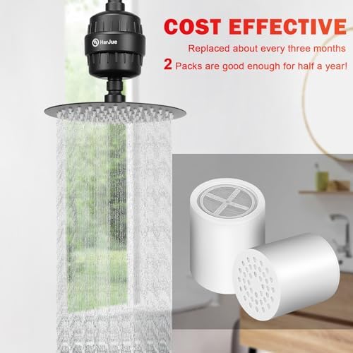 15 Stage Shower Filter Replacement Cartridge, Universal High Output Shower Filter for Hard Water Remove Chlorine and Harmful Substances, Body Caring, 2 Pack - Image 4