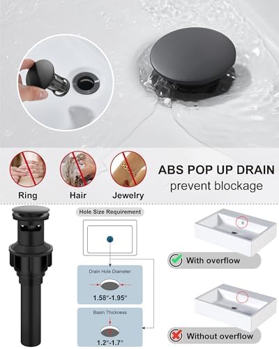 Midanya Bathroom Faucets 1 Hole Single Handle,Matte Black,2 Pack - Image 6