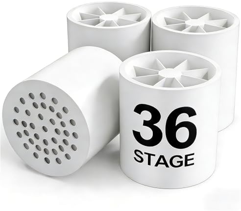 Shower Water Filter, 36-Stage High Output Filtered Shower Head, Shower Head Filter for Hard Water for Hard Water, Removes Chlorine, Fluoride (36 Stage Shower Filter Replacement White) by Unknown