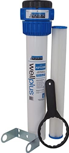 Aquios® WellPlus Salt AQFS220W Free Water Softener & Filter System-Remove & Prevents Limescale-Prevents Iron Stain-High Flow Pleated Design-Removes Rust, Sediment, Dirt, 3/4" Brass Ports by AQUIOS