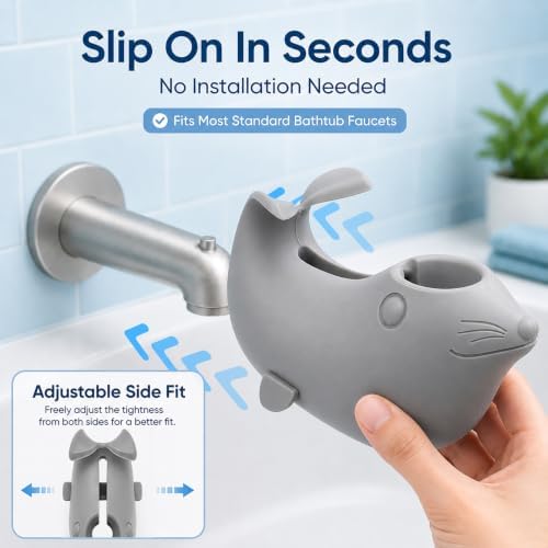 Soft Food Grade Silicone Baby Bath Set, Faucet Cover + Rinse Cup Toddlers - Image 3