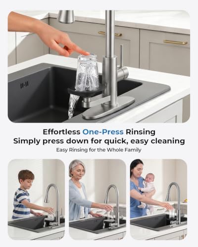Kitchen Faucet with Glass Rinser, Pull Down Sparyer, 3 Water Modes - Image 6