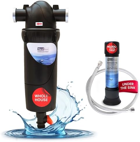Hardless NG4L Whole House Water Filter & Under The Sink Water Filter - Salt-Free Softening, Comes w/ 3/4" Inlet/Outlet, Maintains Essential Minerals, Reduces Chlorine & Sediment, Easy Installation by HardlessNG