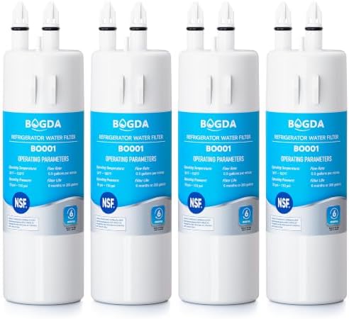 BOGDA W10295370A Water Filter Replacement Fit for EDR1RXD1, WHR1RXD1, Filter 1, W10295370, KAD1RXD1, P8RFWB2L, P8WB2L, P4RFWB, P5WB2L, 46-9081, 46-9930 Compatible with Whirl-pool Ken-more (4 Filters) by BOGDA