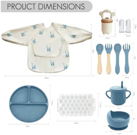 Silicone Baby Feeding Set 12PCS,Baby Led Weaning Set(Ocean Blue) - Image 3