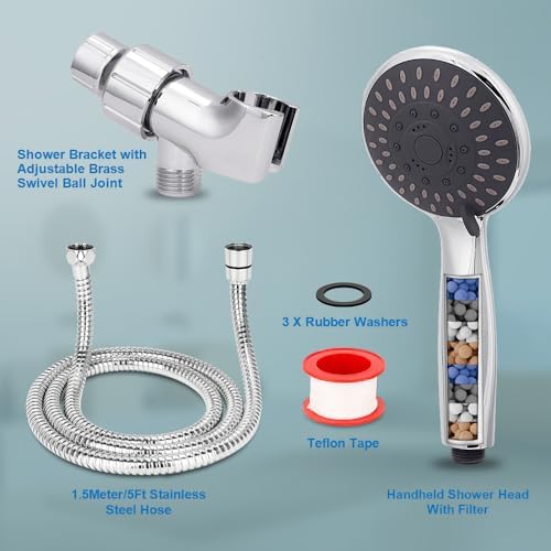 Briout High Pressure Handheld Shower Head 5-Settings with Hard Water Filter - Image 3