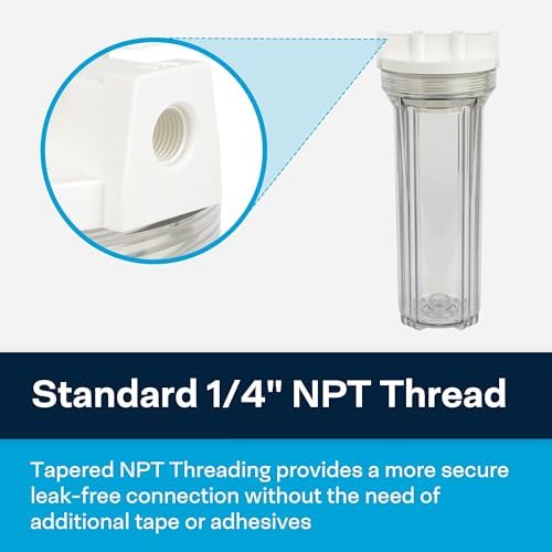 SpiroPure SP-FH-CL14 10 x 2.5 Clear Water Filter Housing 10x2.5, 1/4" NPT - Image 4