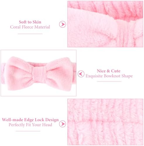 Ondder 8 Pcs Pink Spa Headband Microfiber Makeup & Face Wash Headbands for Women, Facial Skincare, Yoga, Exercise, Including Hair Bands & Head Bands - Image 2