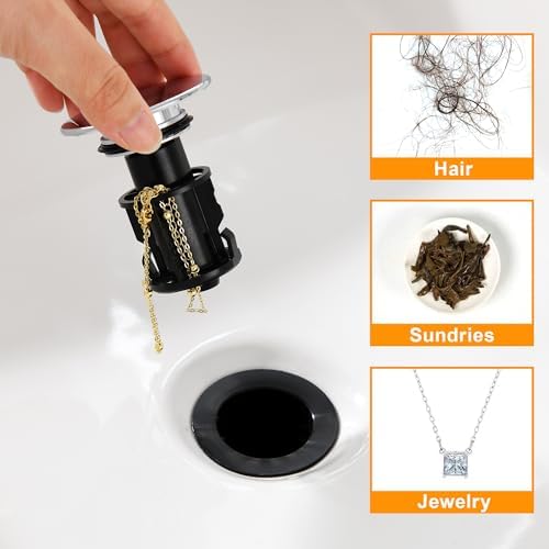 TIORIY Vessel Sink Drain Without Overflow, Bathroom Pop up Sink Drain Fit for 1 3/4 Inch Vessel Sink, Built-in Anti Clogging Sink Stopper, Chrome - Image 6