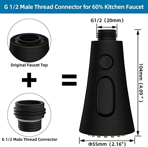 Universal Kitchen Faucet Head, 3 Modes, 15 Adapter Kit, Oil Rubbed Bronze - Image 4