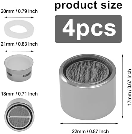 Hitefu 4 PCS 55/64 Inch Solid Brass Faucet Aerator - Image 3