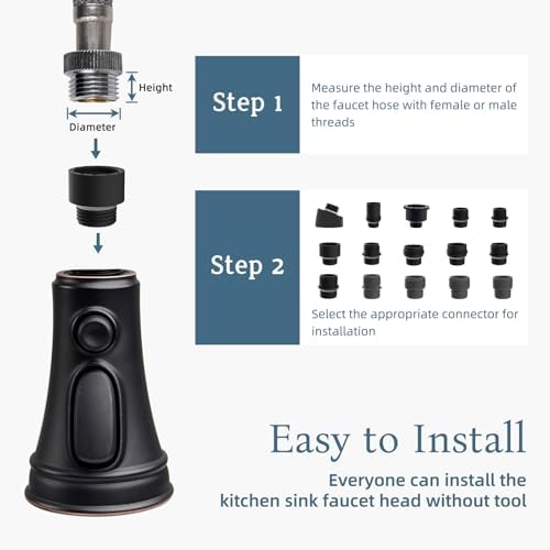 Universal Kitchen Faucet Head Replacement, 3 Modes Spray, Oil-Rubbed Bronze - Image 5