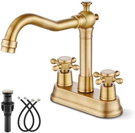 gotonovo 4 Inch Centerset Bathroom Faucet 2 Hole Vintage, Antique Brass by HOME