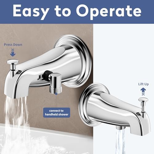 SINGSUO Bathtub Faucet with Sprayer, Metal Tub Tap with Sprayer (Chrome) - Image 2