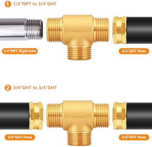 SIGURANTA Brass Garden Hose Filter, Dual Inlet: 3/4" GHT Male & 1/2" NPT Female, 3/4" GHT Male Outlet, Interchangeable 40 & 100 Mesh Screens, Ball Valve Drain, for Lawn, Garden(Set C1) - Image 3