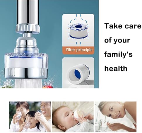 360 Degree Rotating Faucet Filter, Sink Water Faucet Filter Water Purifier Faucet Filter Purifier for Kitchen and Bathroom,Removes Heavy Metals and Hard Water - Image 5