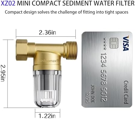 XZ02 50 Micron Reusable Washing Machine Water Filter, Compact Brass Washer Water Filter, for Washing Machine, Heater, Camping, Travel, Anti Scale Portable Sediment Filter - Image 3