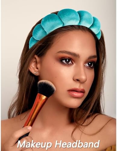 VELSCRUN Spa Headband, Makeup Face Wash Skincare Headbands, 6 Pcs Green Colorful Sponge Bow Tie Get Ready HairBand Facial Wristband Set, Stuff for Teen Girls Women Trendy Fashion Hair Accessories - Image 3
