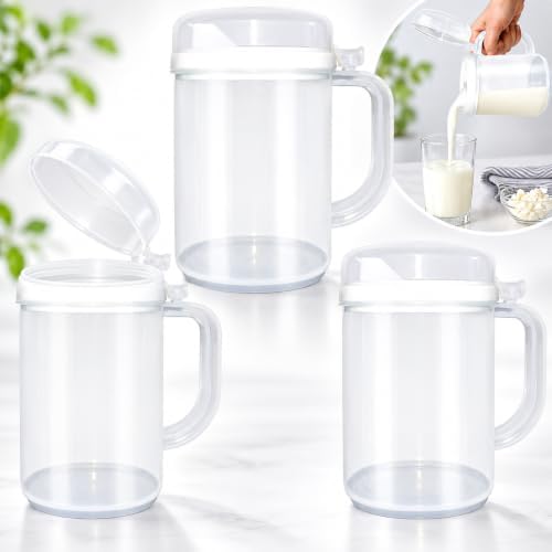 3 Pack 22 Oz Mini Plastic Pitchers with Lid & Handle, Easy Pour for Kids by Unknown