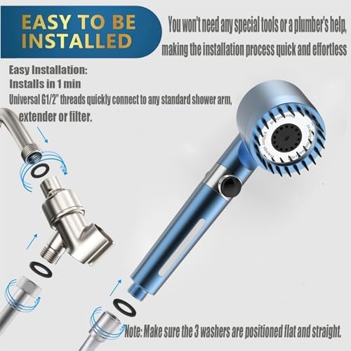 Shower Head with Handheld,Filtered Shower Heads High Pressure, High Flow Even with Low Water Pressure-Hand Held Showerhead Set, Filtered Showerhead with 59″Replacement Hose/Bracket/Cotton Filters - Image 7