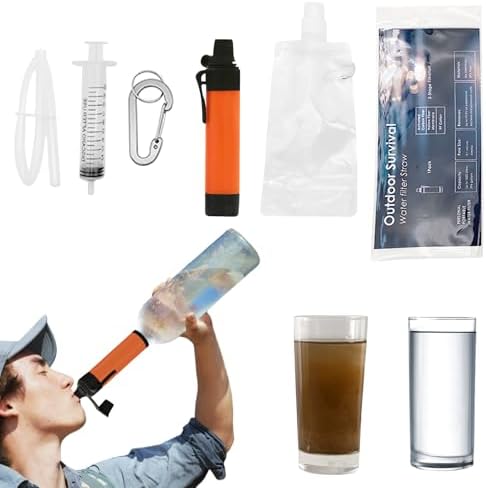 Upgrade Set of 5,Personal Water Filter Straw for Hiking, Camping, Travel,Water Straws to purify Water,Emergency Water Straw (Yellow) by Unknown
