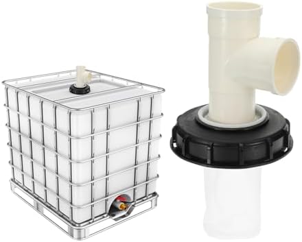 MECCANIXITY 163mm IBC Lid Filter Cover, 3-Way Plastic IBC Tote Hose Adapter 1000L Rainwater Tank Container with Washable Nylon Filter for 275 Gallon Water Tanks, Black/White by MECCANIXITY