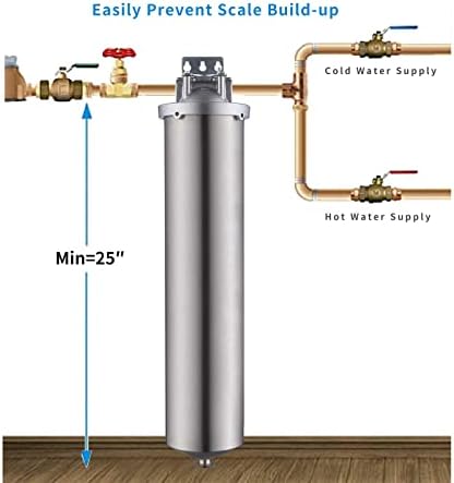 NSF/ANSI 42 Certi Stainless Steel Jumbo Size Filter Housing for 20" Filter Cartridge, 1" NPT Water Filter Housing, Drain Valve Style C (Square Head) - Image 5
