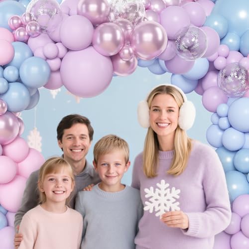 Amandir 153pcs Pink Purple Blue Balloons Arch Garland Kit Different Sizes - Image 6