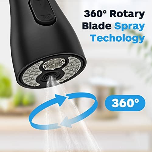 Kitchen Faucet Head Replacement, Kitchen Sink Faucet Head G 1/2, Kitchen Sink Sprayer Replacement 3 Modes with 12 Different Adapters, Compatible with Moen, Delta, Kohler Faucets, Black - Image 3