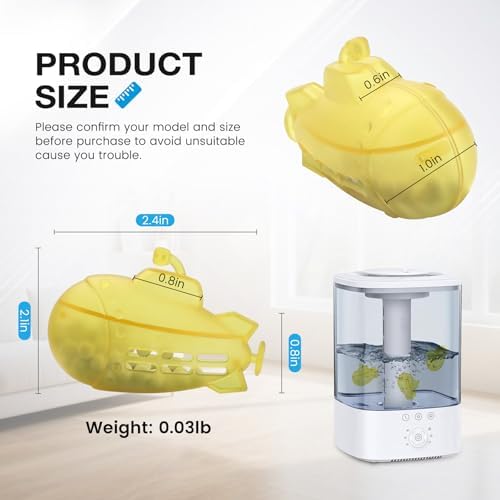 puxyblue Humidifier Tank Cleaner,9-Pack Yellow Small Submarine with Silver Ion Filter Ball Fit for Most Humidifiers and Fish Tanks, Purifies Water, Prevents Hard Water Build Up, Eliminates White Dust - Image 5