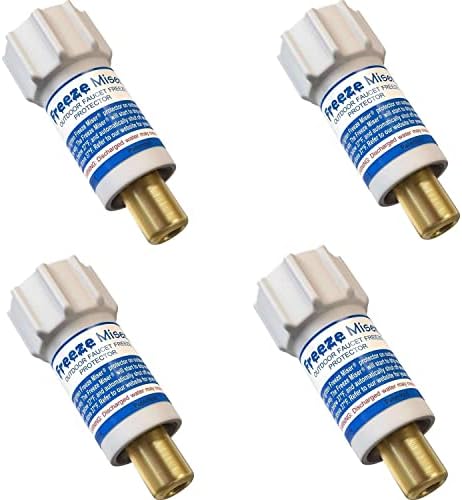 Freeze Miser Outdoor Faucet & Spigot Freeze Protection – Patented Valve Shield, Activates at Water Temperature Below 37°F/3°C – Durable Winter Cover Alternative – Quick Install, Saves Water – 4 Pack by BluePenguin