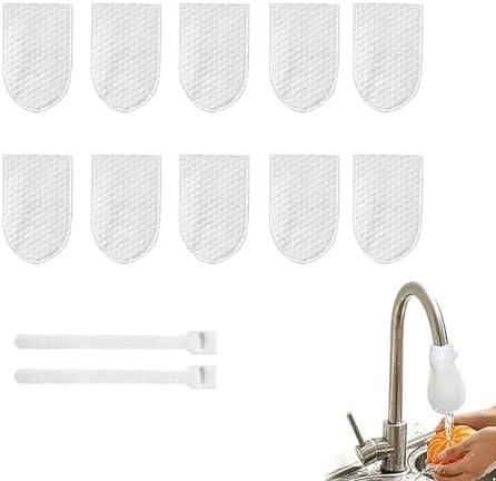 Faucet Filter Cotton Bags, Adjustable Non-Woven Replaceable Filter Sleeve to Trap Sand, Rust & Scale Residues for Kitchen & Bathroom，10 Pieces + 2 Cable Ties by AYNUUY