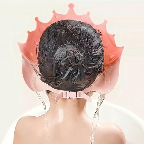 Baby Shower Cap with Bath Rinse Cup, Baby Toddler Hair Washing Shield, Adjustable Silicone Bath Visor for Toddlers, Shower Hat for Kids 1-9 Years, Pink Crown - Image 4