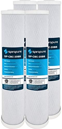 SpiroPure SP-CBC-20BB 20x4.5 NSF Carbon Block Water Filter CB-45-2001 (4PK) by SpiroPure