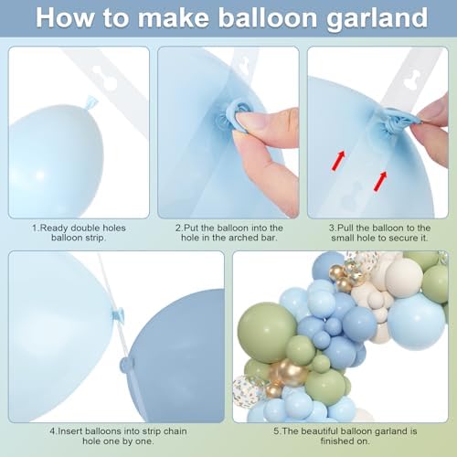 Amandir 153pcs Sage Green and Blue Balloon Garland Arch Kit Different Sizes - Image 4
