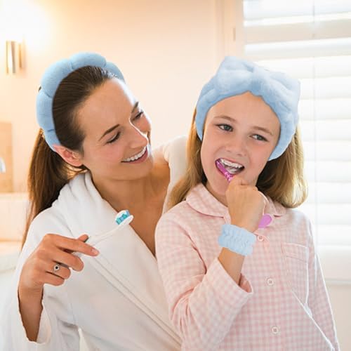 Blue Skincare Bubble headband and wristband set for Face Washing - Image 6