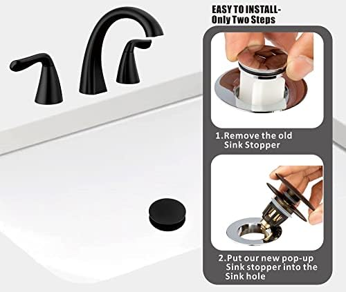 Artiwell Universal Bathroom Sink Drain Stopper, Fits Most Pop-Up Drains for Vessel Sink Lavatory Vanity, Sink Drain Strainer with Detachable Hair Catcher, Tested by Plumber in US (MATT Black) - Image 3