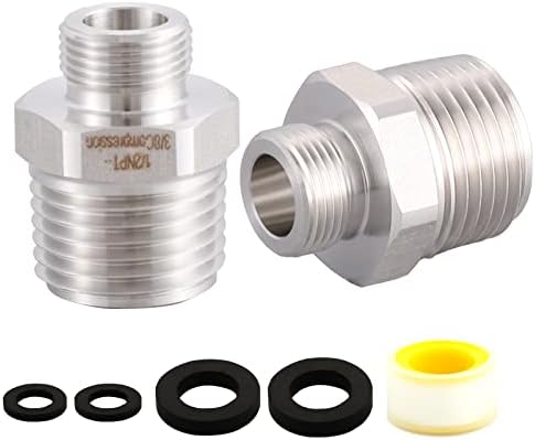 304 RV Faucet Adapter（Lead-Free）, 1/2 to 3/8 reducer faucet adapter - Stainless Steel 3/8 Compression Fittings, Water Supply Fitting for RV Kitchen Piping, (Set of 2) by Ceaeso