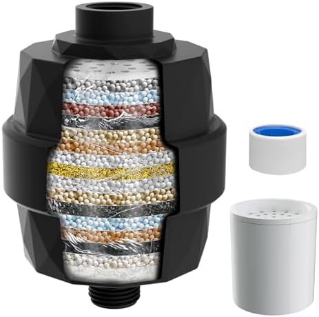 Universal Shower Head Filter, High-Output Shower Filter Hard Water, Black by iFealClear
