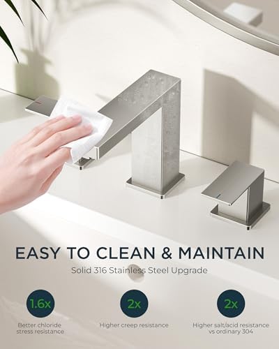 FORIOUS Brushed Nickel Bathroom Faucet 3 Hole, Widespread Faucet Commercial - Image 6