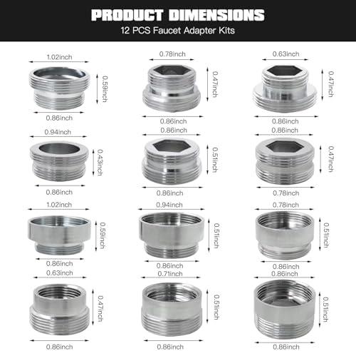 12 Pieces New Faucet Adapter Kit, Kitchen Sink Aerator Adapter Male to Female for Garden Hose, Water Filter - Image 4