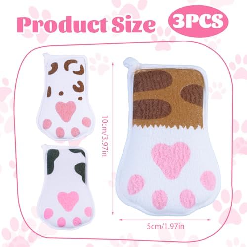 Baby and Kids Bath loofah Sponge, Easy Grip Cute Cat Paw Design Kids Body Exfoliating Body Scrubber Loofah Sponge,Bath Sponge Set Designed for Toddler, Women, Boys, and Girls (3 Pack) - Image 6