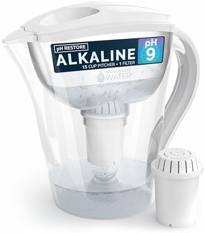 Invigorated Water High pH Alkaline Water Filter Pitcher, 15-Cup, White by InvigoratedWater