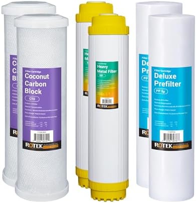 Rotek Water Systems Whole House Water Filtration Set | 3-Stage Water Filter System | 2SED, 2KDF, 2ACB | Clean Water | Sediment, Carbon Block, & Heavy Metal Filter | 2 Year Supply | 20 Inch by RotekWaterSystem