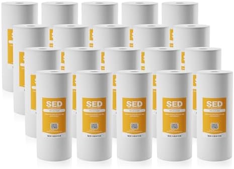 Max Water 1 Micron 10 x 4.5 Whole House Sediment Water Filter Meltblown Polypropylene Well Water Filter Replacement Cartridges for DGD-5005, AP810, SDC-45-1001, GXWH30C, PP10BB (20 Pack) by MaxWater