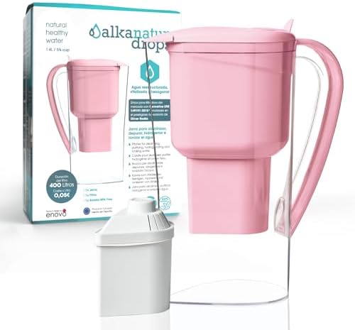 Alkanatur Alkaline Hydrogen Water Filter Pitcher - Removes Fluoride, Chlorine, Microplastics, PFAs, Lead - Activated Coconut Carbon, Ionizer, pH 9.5, Adds Magnesium by Alkanatur